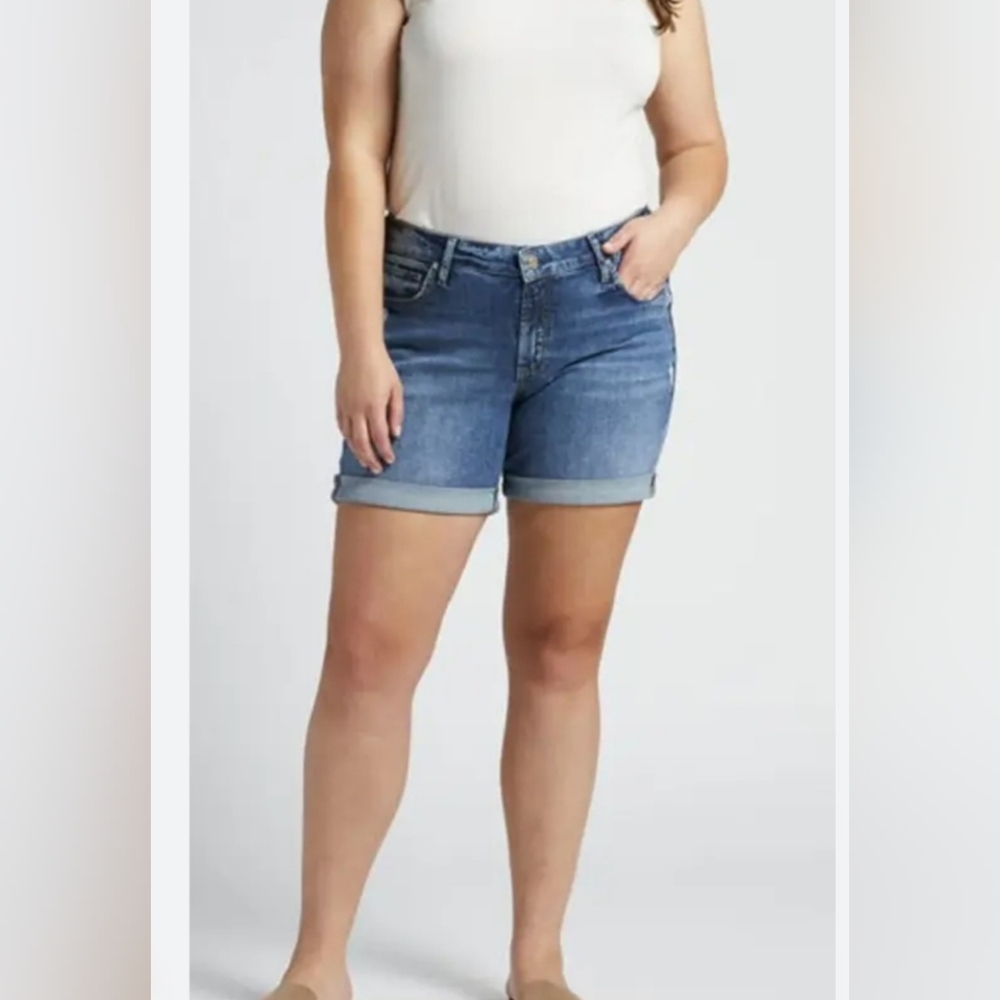 ANA HIGH RISE MIDI DENIM SHORTS 18W